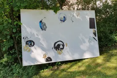 22425 - Acryllack, Blattgold auf Holz - 160x270cm - 2025