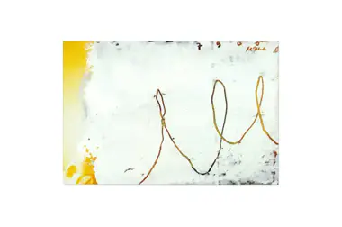 Brennende Nachttischlampe 2000 - Acryllack, Farbstift auf Fotografie - 10x15cm